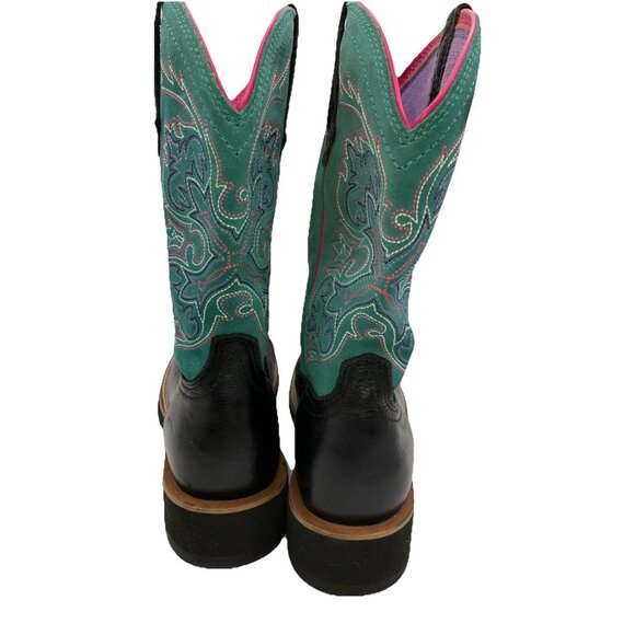 9.5 B Ariat Fatbaby Mid Calf Boots Turquoise Butterfly Stitch 10012811 Fat Baby - Picture 4 of 7